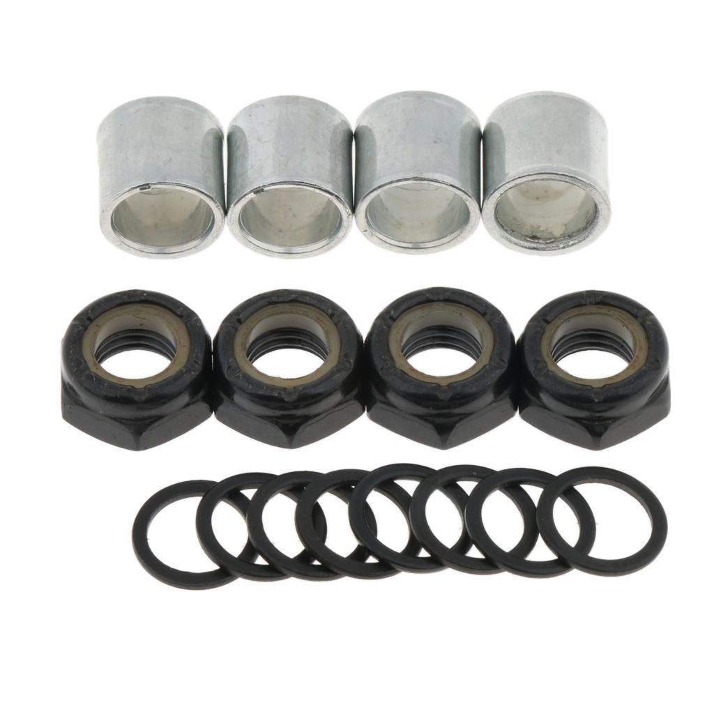2x Skateboard Longboard Bearing Spacers Washers Rings Nuts Replacement Kit Outdoor Sports Small Tools Hardware