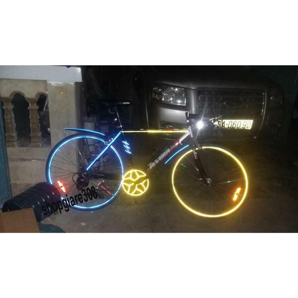Bộ tem dán vành phản quang xe gắn máy và xe ô tô , decal dán vành phản quang 2 bánh