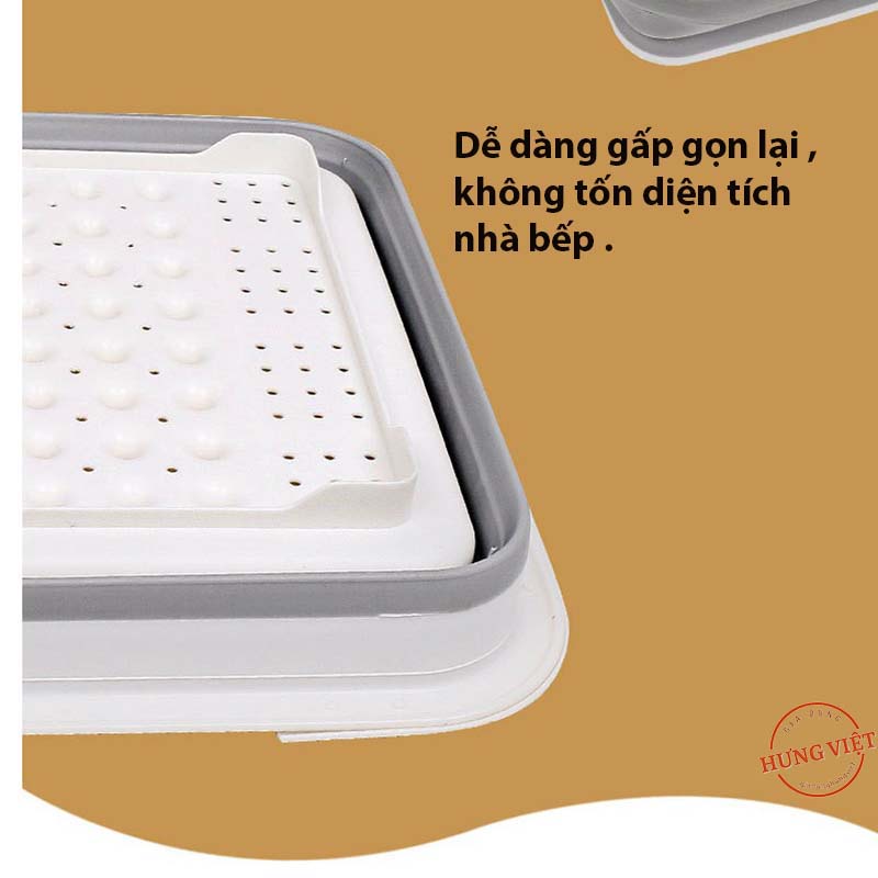 Giá úp chén kiêm rổ gấp gọn thông minh - HT