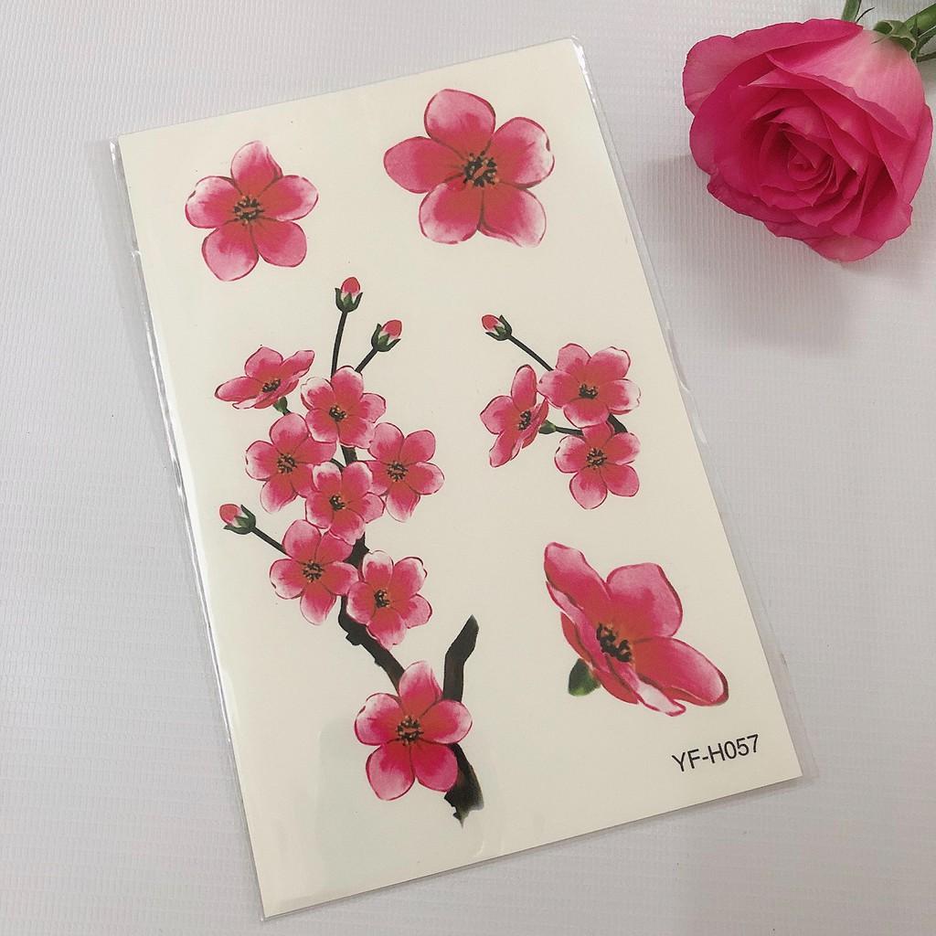 Hình xăm dán hoa hồng khoe sắc xuân 15x21cm