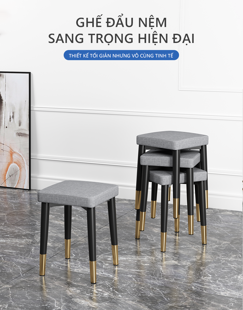 Ghể đẩu đa năng cho bàn làm việc bàn trang điểm phong cách hiện đại sang trọng - GN66