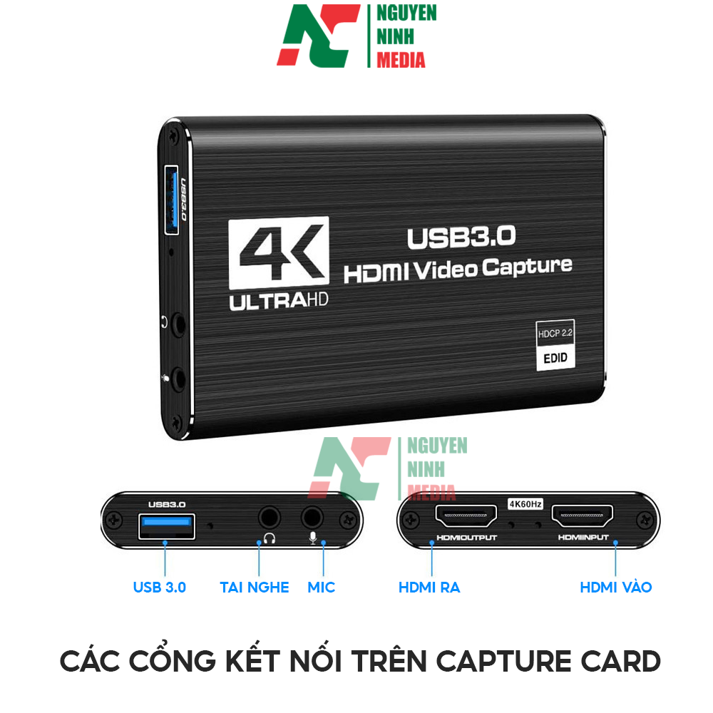 Bộ Chuyển HDMI to USB 3.0 Video Capture Card 1080P 60FPS Tích Hợp Cổng Micro và Cổng Tai Nghe - Hỗ Trợ Live Stream, Ghi Hình