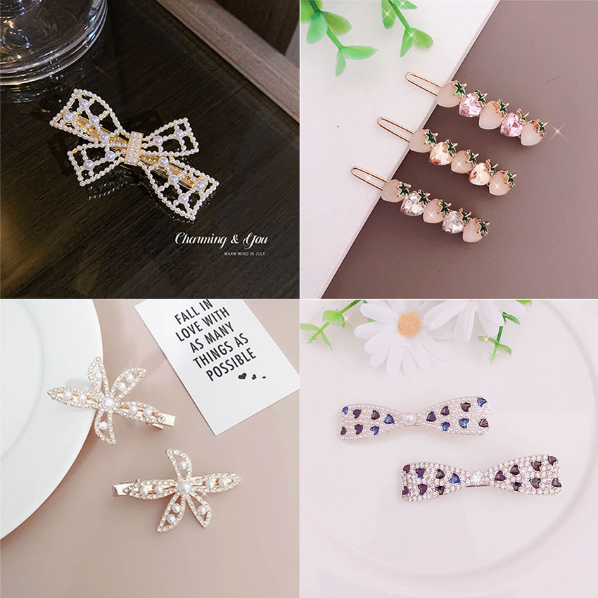 Kẹp tóc nữ hàn quốc Rhinestone NASI cao cấp màu ngọc xinh xắn dễ thương kẹp tóc mái phụ kiện tóc