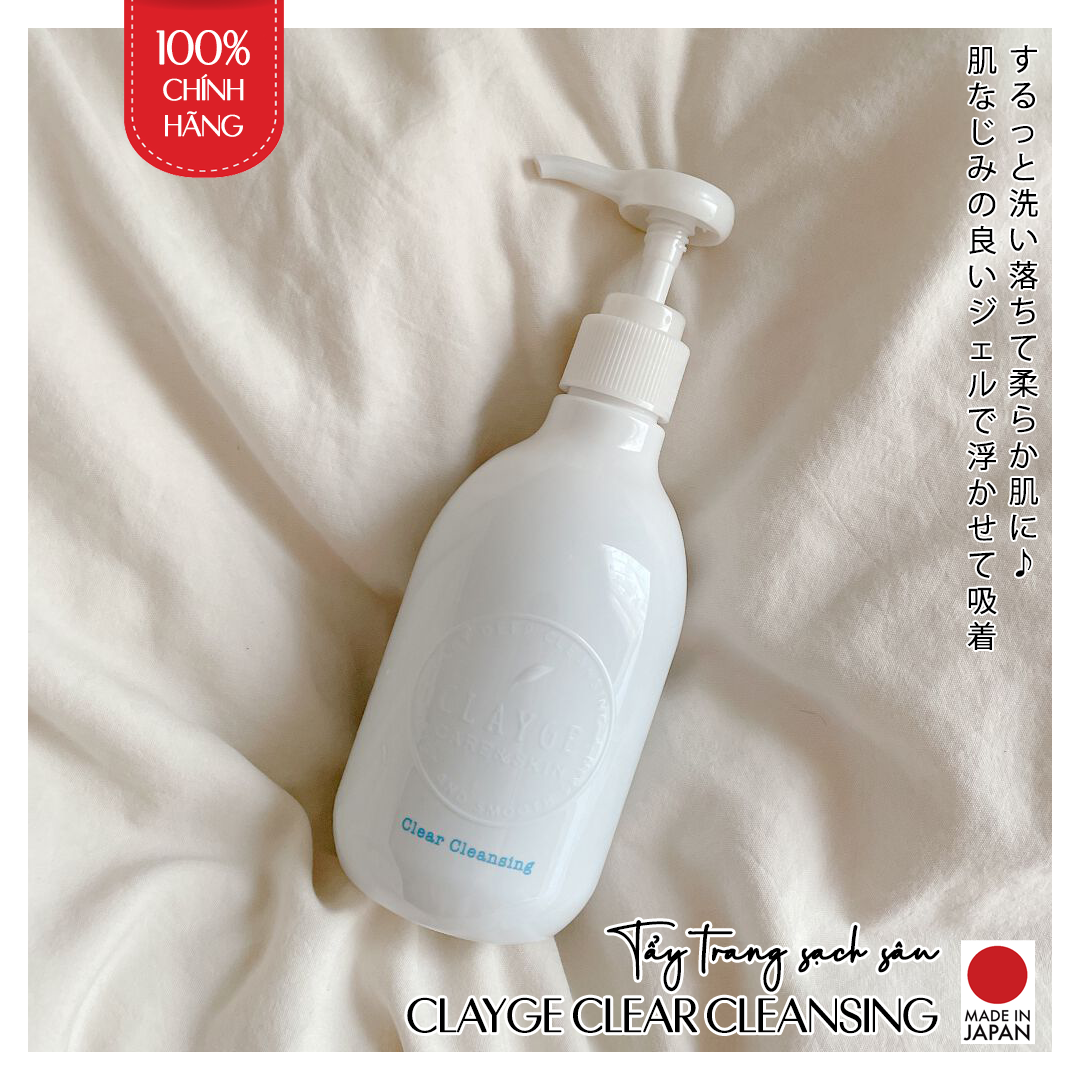 Gel Tẩy Trang CLAYGE Clear Cleansing Nhật Bản Đất Sét Khoáng Và Giấm Táo, Làm Sạch sâu, Giảm Sạm, Se Khít Lỗ Chân Lông, Dưỡng Ẩm HA, Vitamin C, Collagen, Tinh Chất Nhau Thai, Chiết Xuất Thực Vật