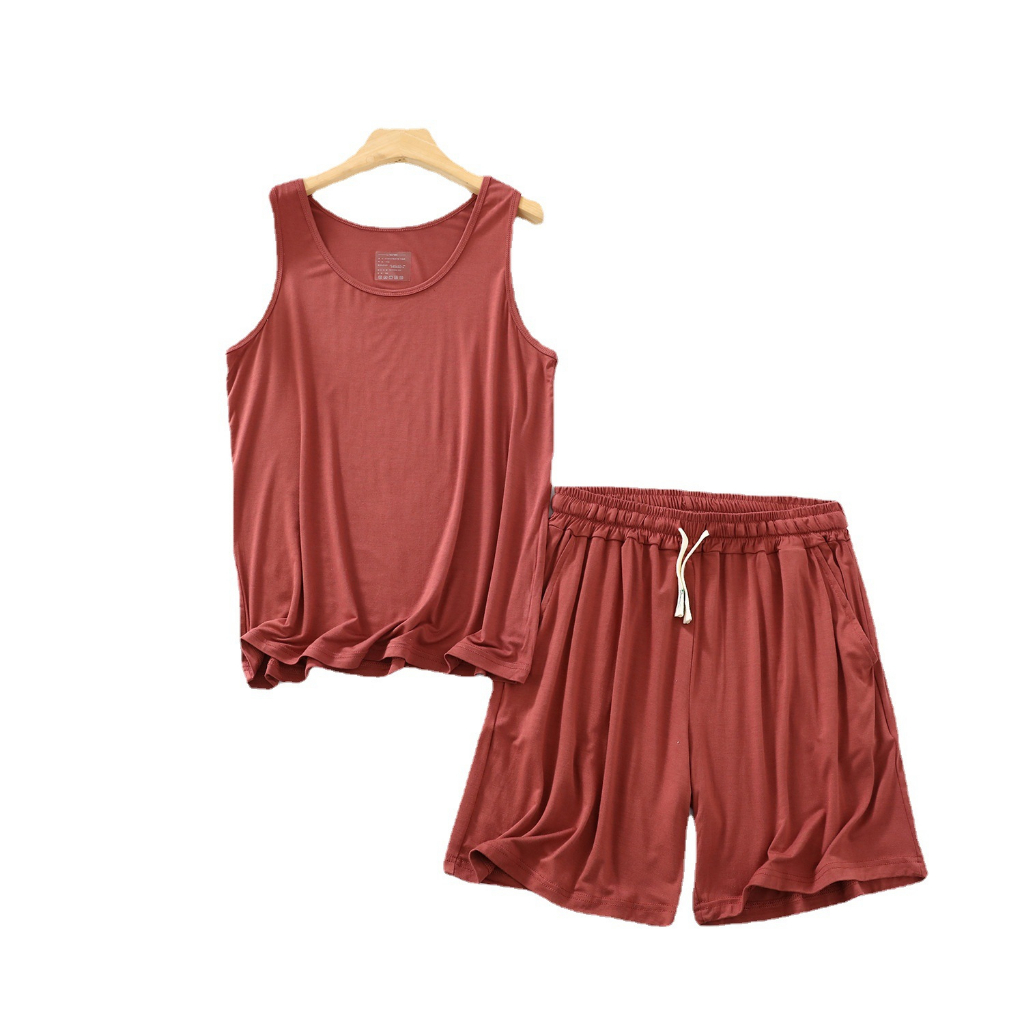 Bộ đồ ngủ mặc nhà ba lỗ quần short vải Modal (gỗ Sồi) tự nhiên thoáng mát mềm mịn co giãn mặc mùa hè VABD0399