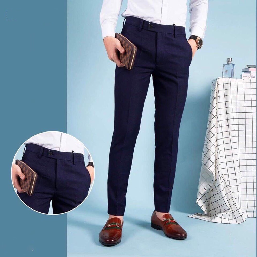 Quần âu nam dáng ôm co giãn nhẹ quần tây nam dáng ôm cao cấp - Xanh than - Size 31