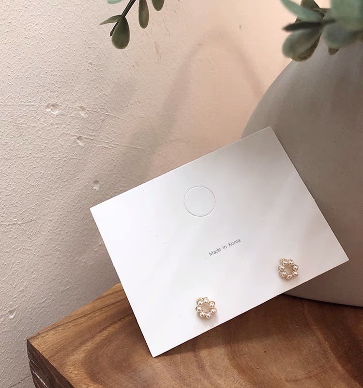 Khuyên tai tròn đính ngọc phong cách hàn quốc