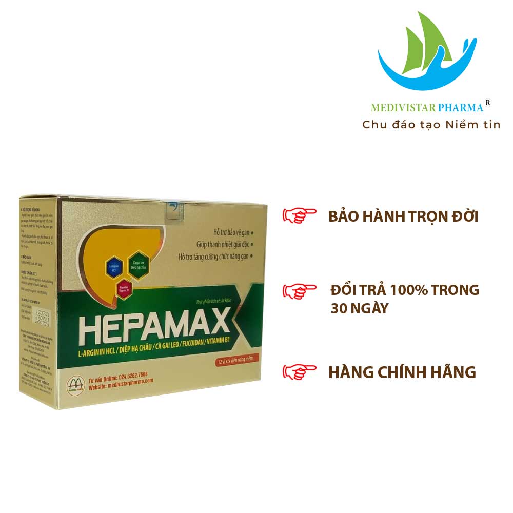 Combo 4 Hộp Bổ Gan Thảo Dược Hepamax Chứa Fucoidan Giúp Làm Mát Gan, Hết Mẩn Ngứa, Tằng Cường Chức Năng Gan 60 Viên/Hộp