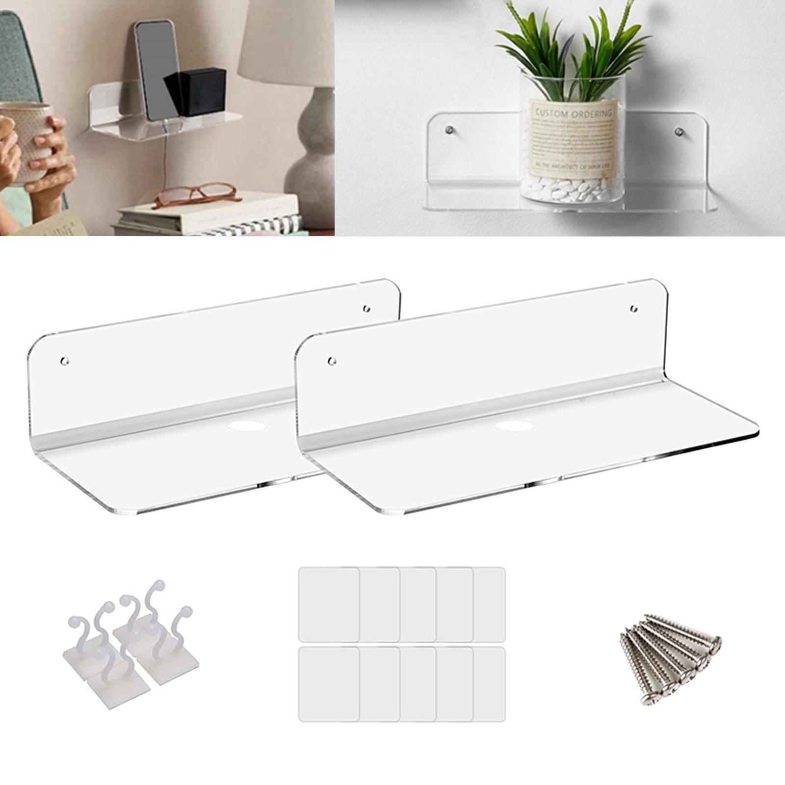 2X 2x Acrylic Floating Wall Rack Small Display Shelf for Wireless Speaker Clear