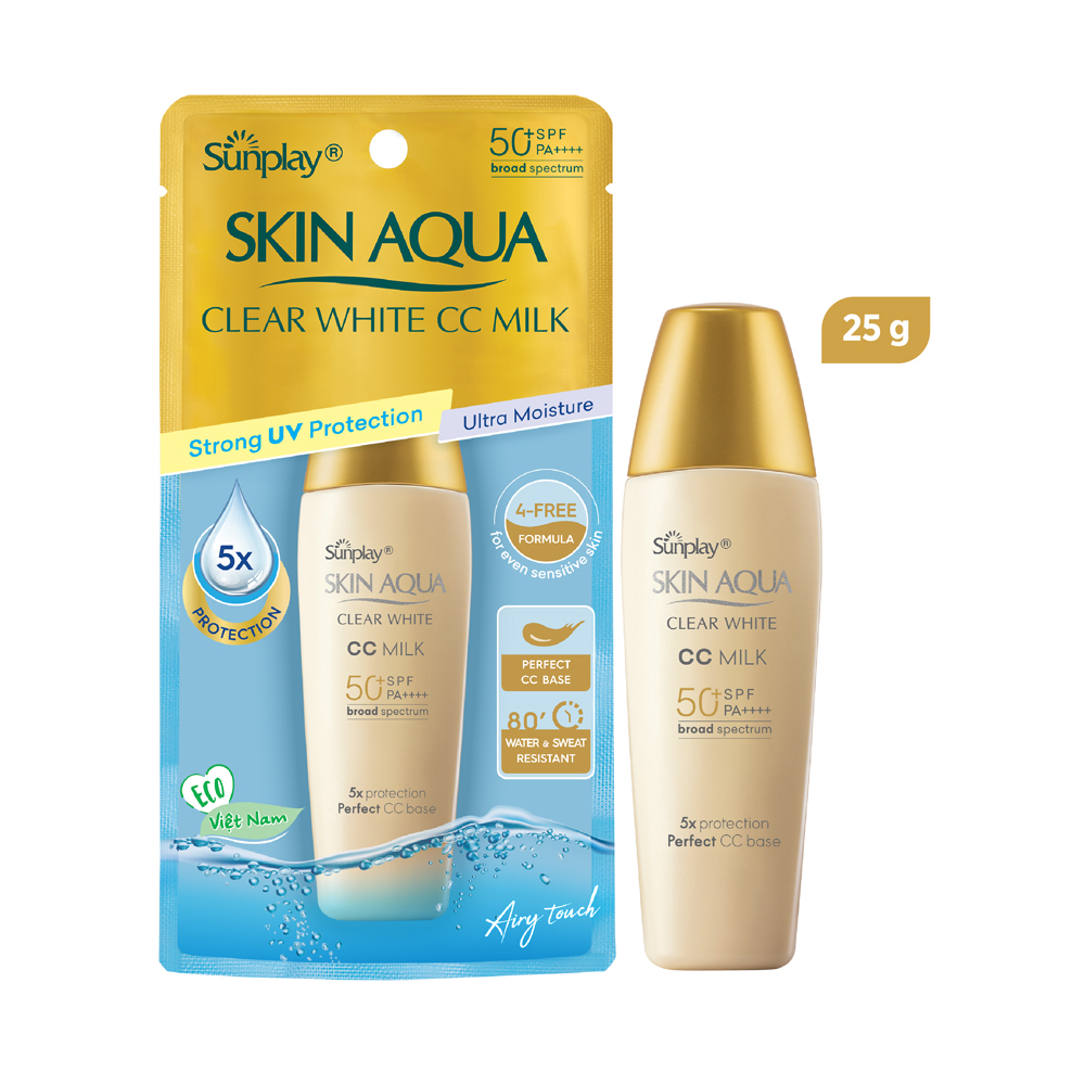 Sữa Chống Nắng Dưỡng Da &amp; Trang Điểm Nhẹ Sunplay Skin Aqua Clear White CC Milk SPF50 25g