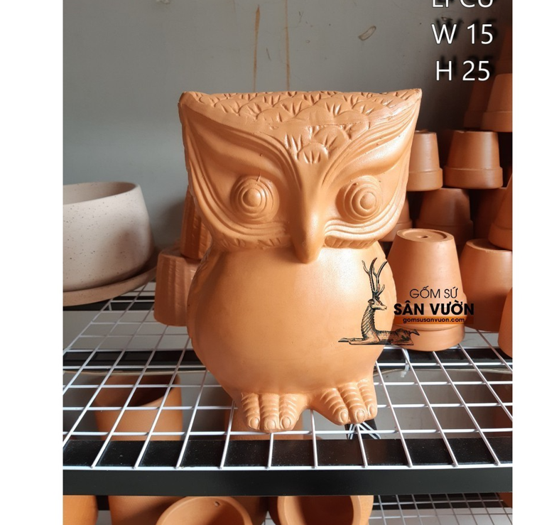 Decor Gốm Đất Nung Kiểu CON CÚ size 15cm X 25cm