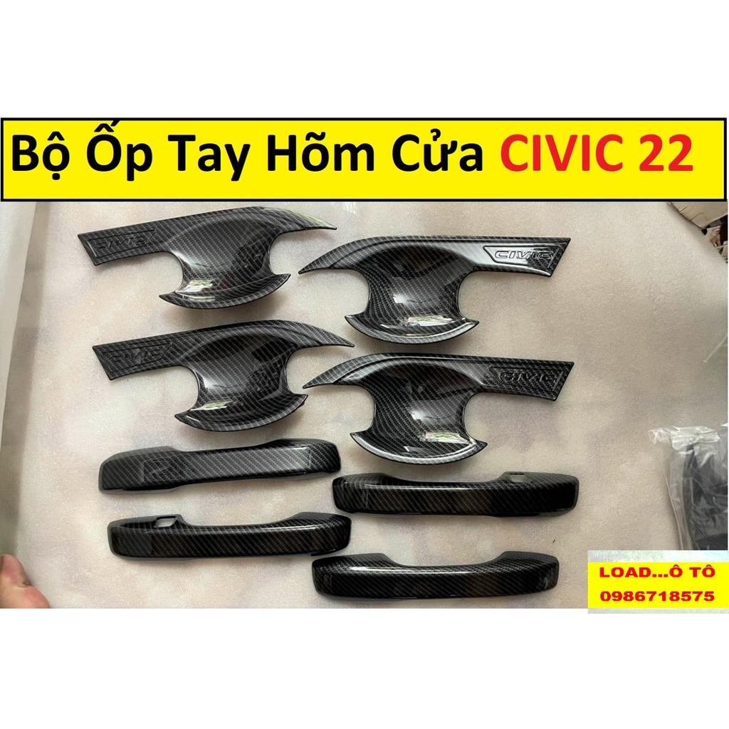Ốp Tay Nắm, Hõm Cửa Vân Carbon Xe Honda Civic 2022-23 Mẫu Vân Carbon Cao Cấp