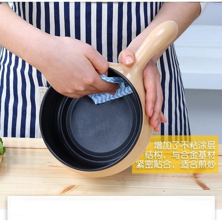 Nồi Lẩu Mini Ca Nấu Mì Điện Đa Năng 18cm Có Tay Cầm Tiện Dụng - Tặng Kèm Xửng Hấp Inox 2 Tầng Cao Cấp