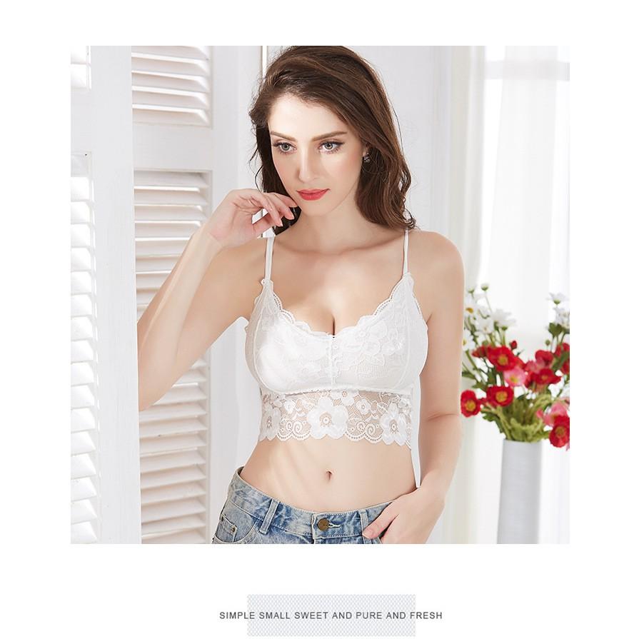  ÁO LÓT BRA 2 DÂY CROPTOP REN HOA BR29