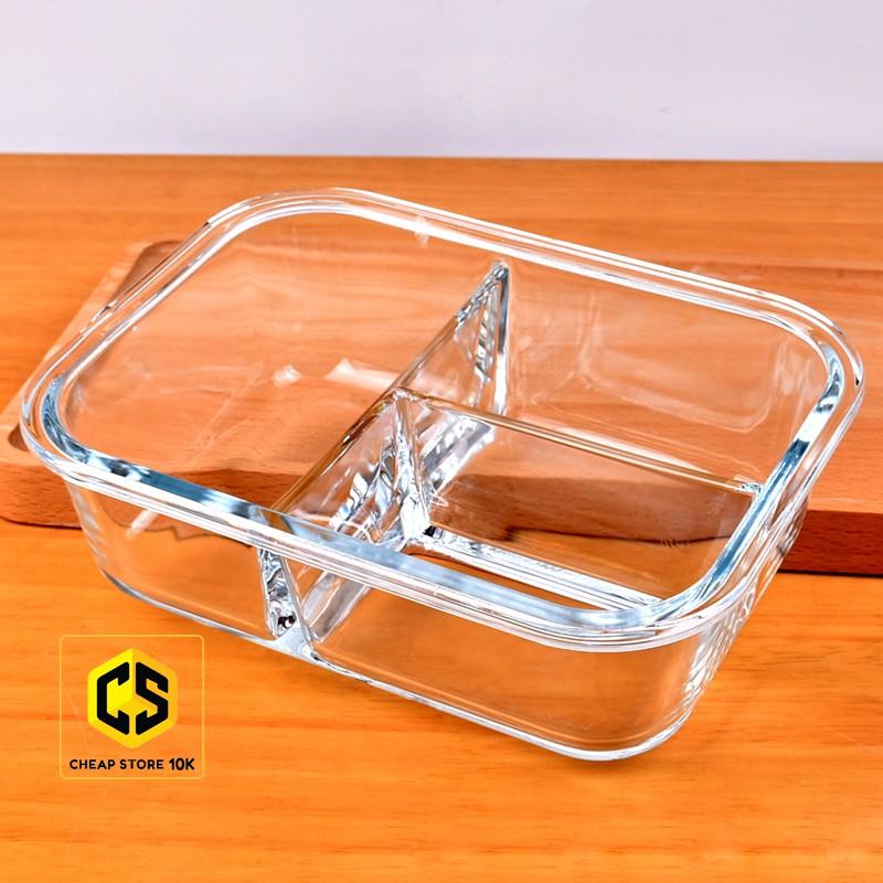 Hộp đựng cơm thủy tinh 3 ngăn, hộp đựng cơm, hộp cơm thủy tinh, hộp thủy tinh đựng thực phẩm,