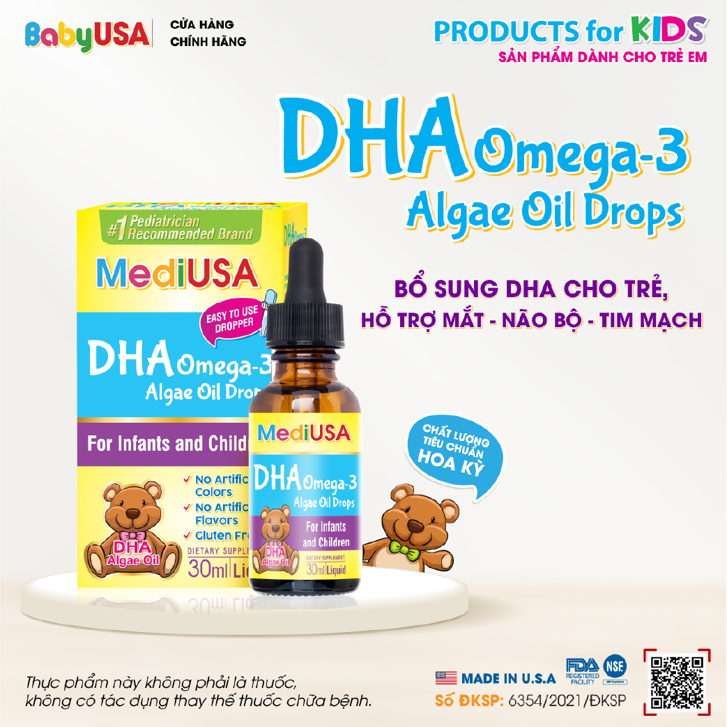MediUSA DHA Omega 3 Algae Oil Drops - Thực Phẩm Chức Năng