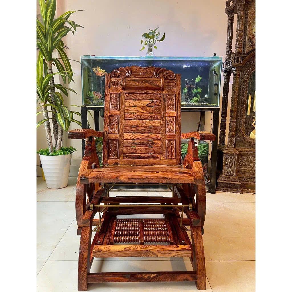 Ghế Lười, Ghế Thư Giãn Gỗ Cẩm Lai,ghế lười gỗ cẩm kích thước cao 117 cm phủ bì 72 cm khung sườn dầy đều 4 cm