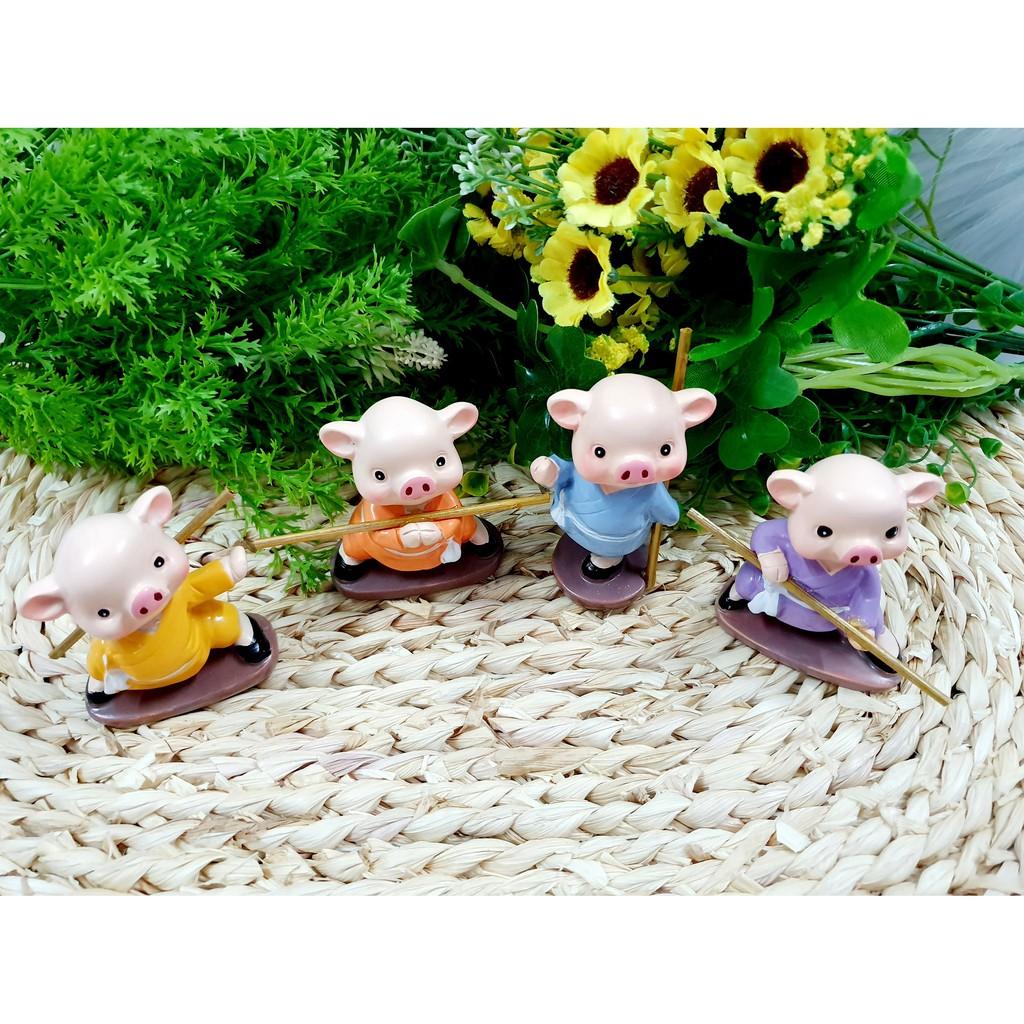 Bộ 4 tượng Heo múa gậy tuyệt đẹp