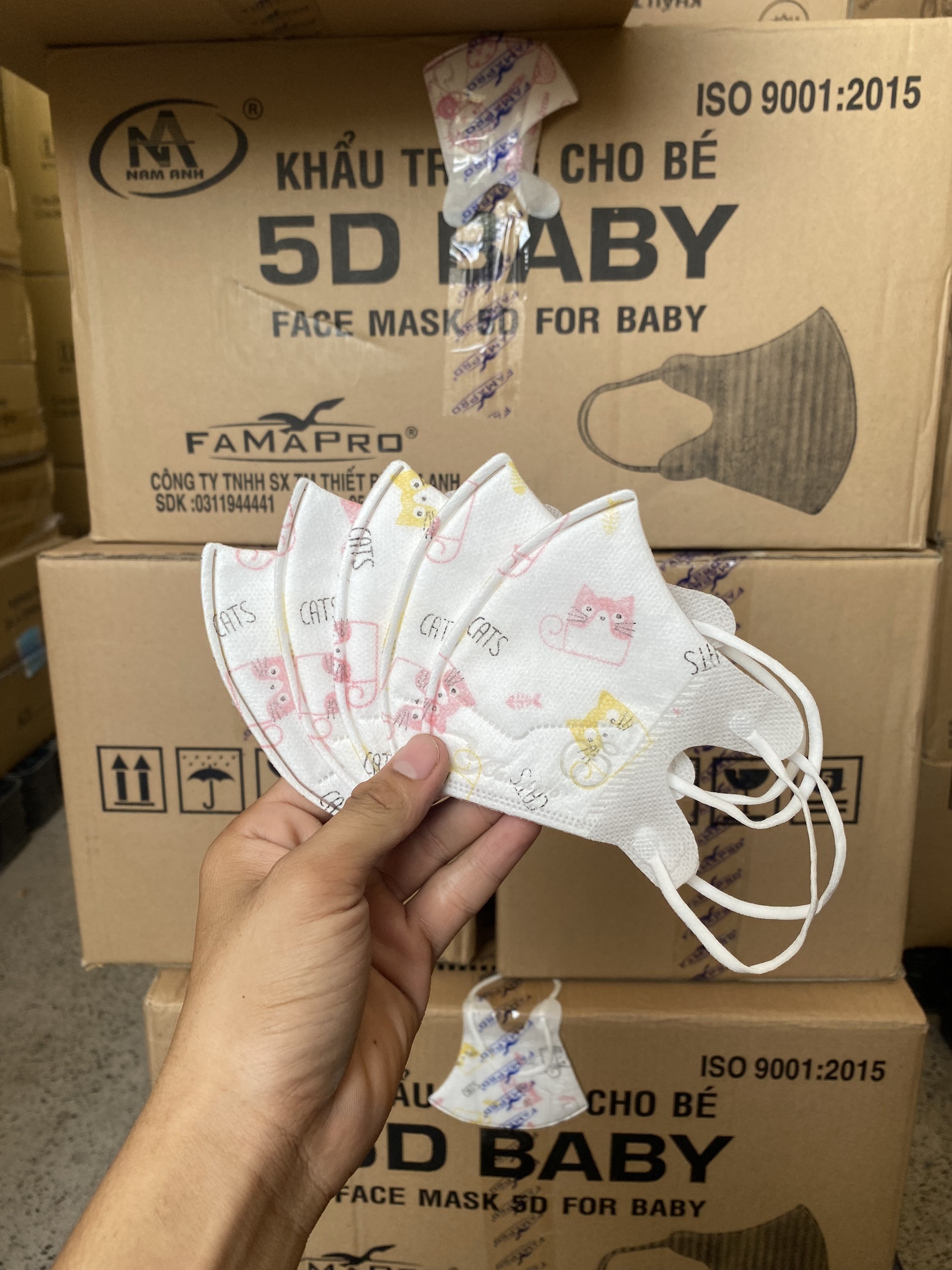 [HỘP - FAMAPRO 5D BABY] - Khẩu trang y tế trẻ em kháng khuẩn 3 lớp Famapro 5D Baby (10 cái/ hộp) - 1 HỘP