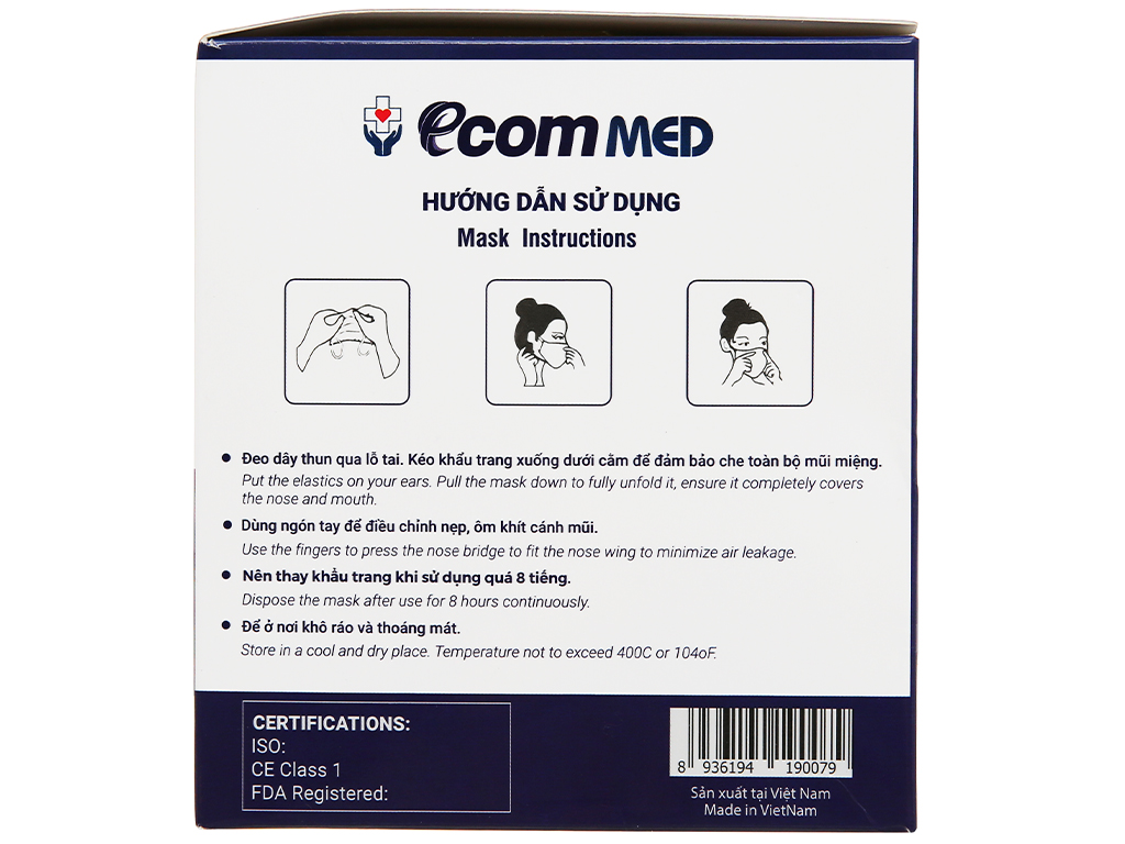 Khẩu Trang Y Tế EcomMed 4 lớp Kháng Khuẩn 99%