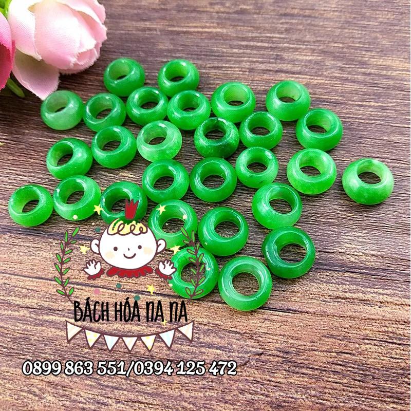 Gói 4 Viên charm xỏ đá 9-10mm, lỗ 5mm đá ngọc tự nhiên, ngọc phong thủy, ngọc tròn xỏ dây Nana handmade shop
