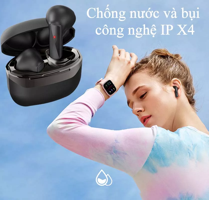 Tai nghe bluetooth gaming có mic thế hệ mới Air-1 Tai nghe nhét tai chống ồn, chơi game độ trễ thấp- Tai nghe bluetooth không dây cảm ứng vân tay, có mic nghe gọi- Tai nghe gaming không dây kiểu dáng thể thao, pin cực khỏe