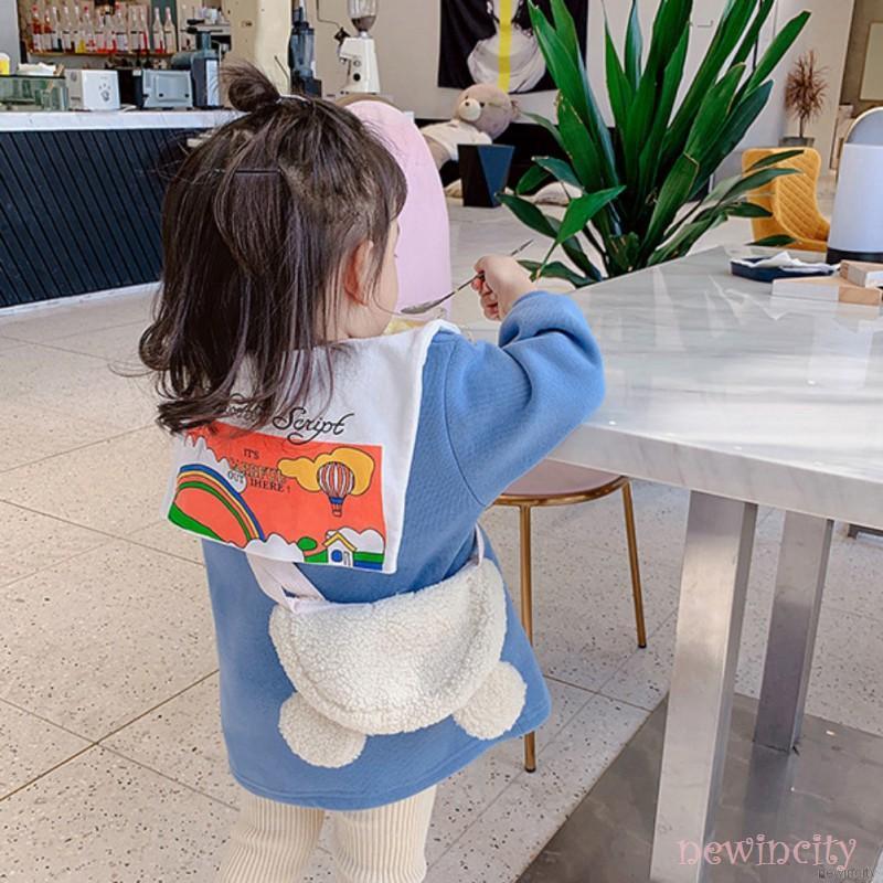 Đầm sweater tay dài vải nhung cổ búp bê dành cho bé