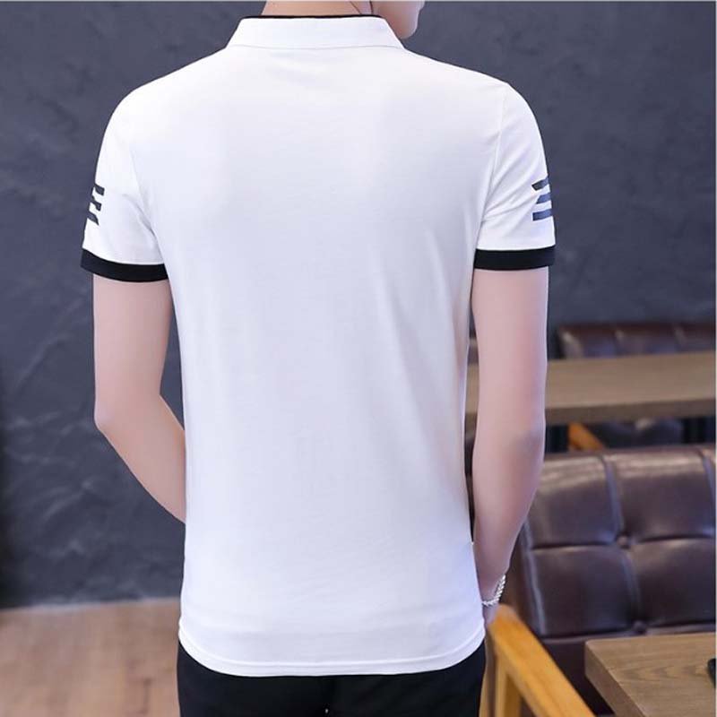 Áo Thun Nam, Áo Polo Nam Có Cổ Cotton Cao Cấp mẫu mới in logo tê giác phối sọc tay logo cực đẹp 4 màu sang trọng lịch lãm