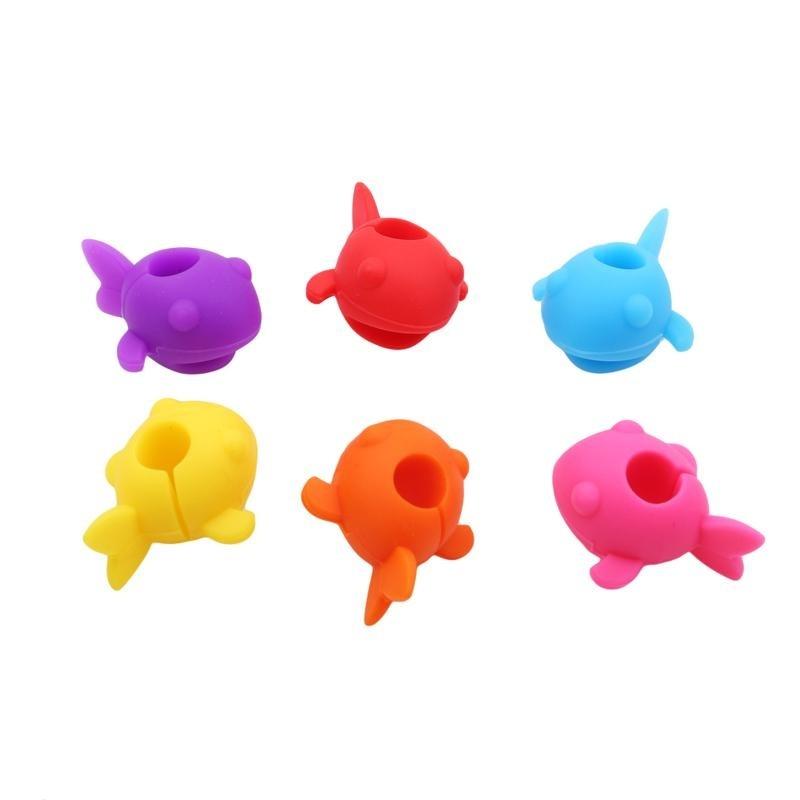 Set 6 Nhãn Silicone Đánh Dấu Chai Rượu Hình Cá Mập Độc Đáo