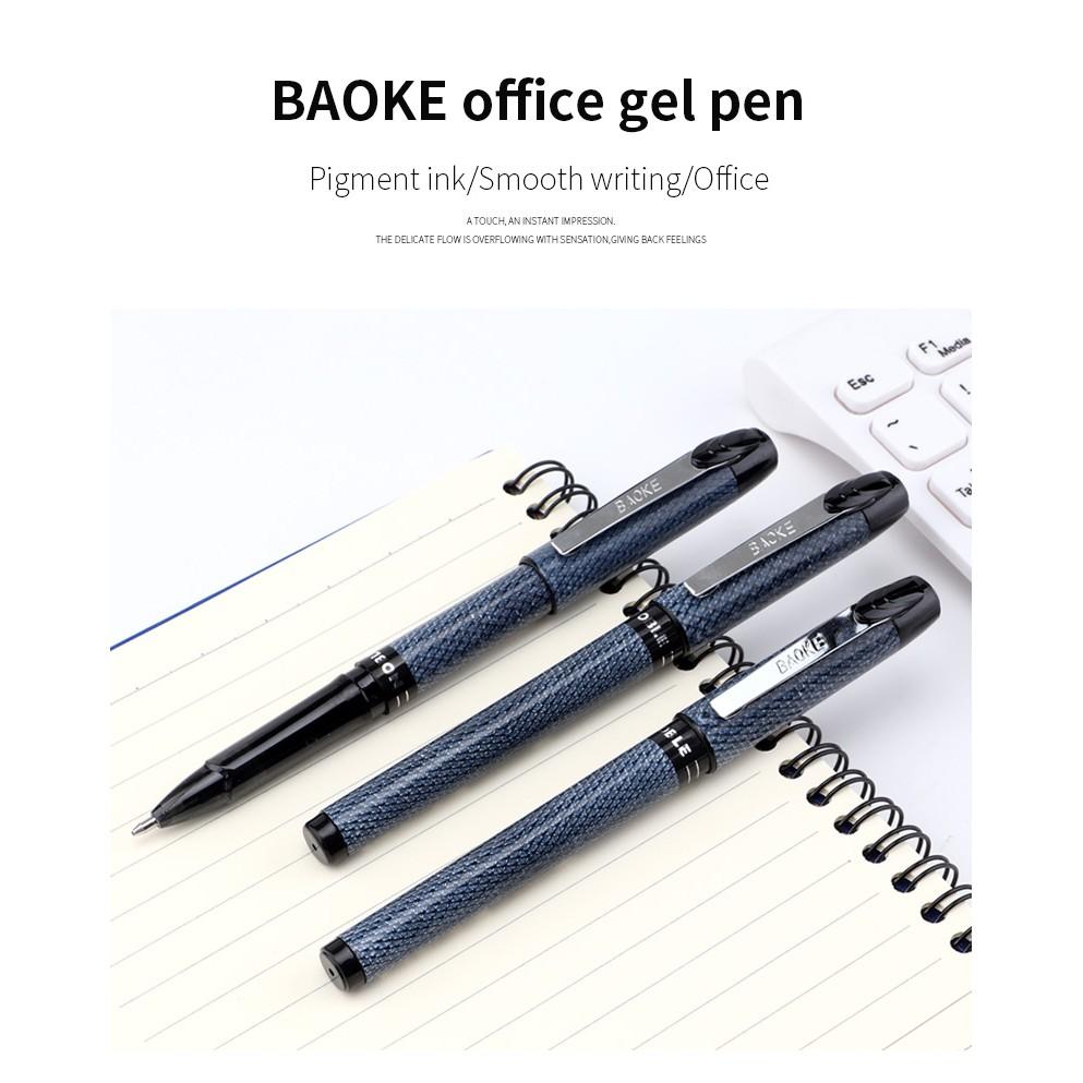 Hộp 12 Cây Bút mực gel BAOKE  da rắn mịn 0.5 / 0.7 / 1.0 mm, bút mực gel kẹp kim loại chất lượng cao