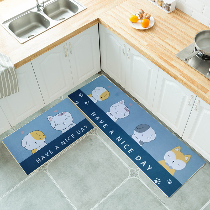 Bộ 2 thảm bếp nỉ đế hạt cao su hạn chế trơn trượt size 120x40, 60x40 cm