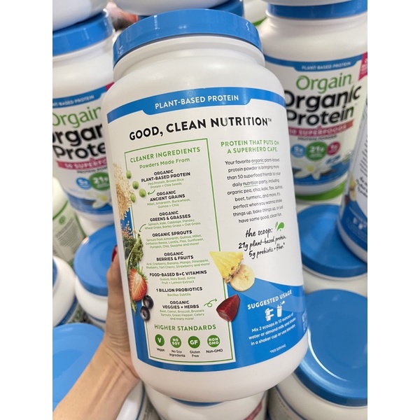 Bột Protein hữu cơ Orgain Organic Protein 50 Superfoods 1.2kg hương Vanilla