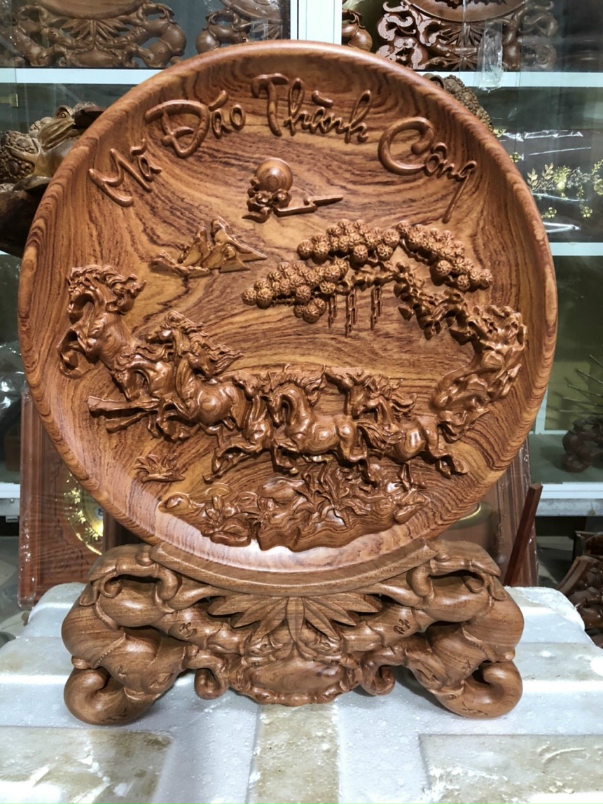 Tranh Đĩa Mã Đáo Thành Công Gỗ Hương Đá Cao Cấp Thương Hiệu TOKDODO