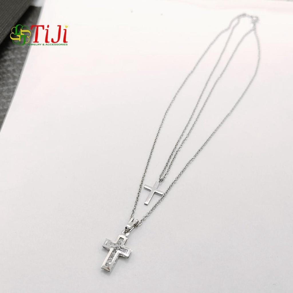 Dây chuyền nữ inox 2 tầng thánh giá đẹp không đen không gỉ sét