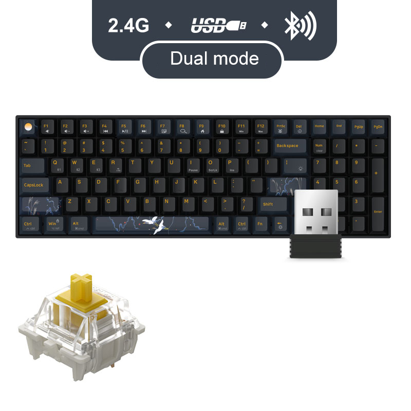 Bàn phím cơ không dây Dual Mode Newmen GM1000(Phiên bản Tiên Hạc-Trăng & Mây đặc sắc),Hotswap,Keycap PBT double-shot,LED RGB, đa chế độ kết nối (Bluetooth 5.0/Wired/2.4G)-Hàng chính hãng, bảo hành 24 tháng