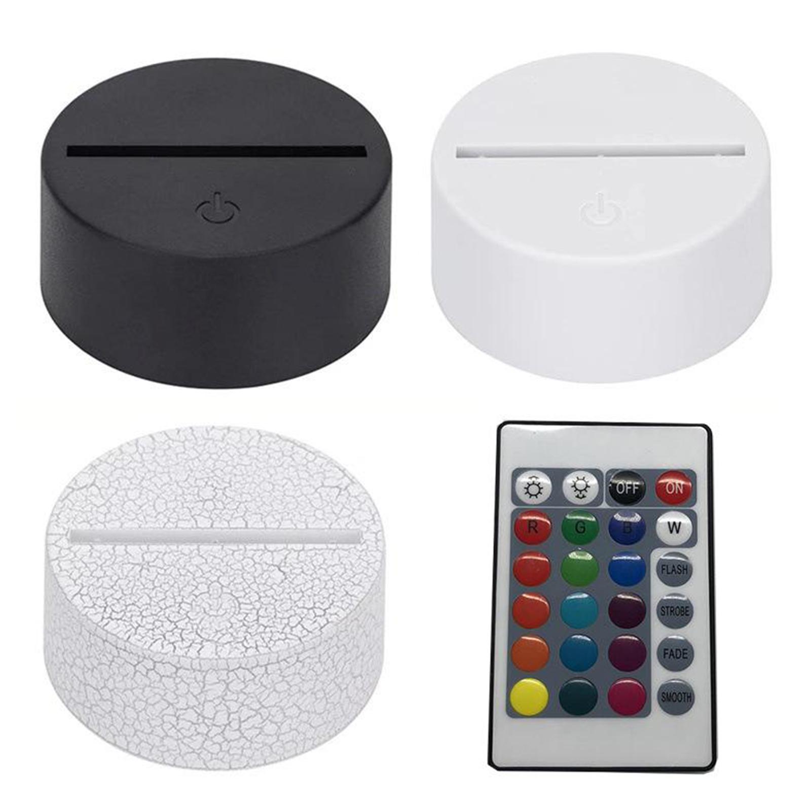 Premium 3D Night LED Light Replacement Base with Remote Control, USB Cable Adjustable 7 Colors Color Changing Lamp Decorative Lights Holder