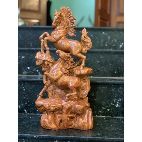 Ngựa song mã gỗ hương kt 50x23x14