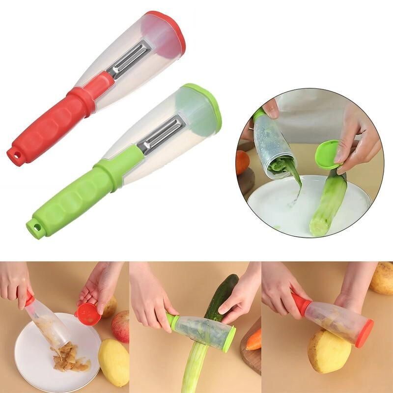 Dao bào 2 đầu cán có khay đựng vỏ tiện lợi -HT - Màu ngẫu nhiên