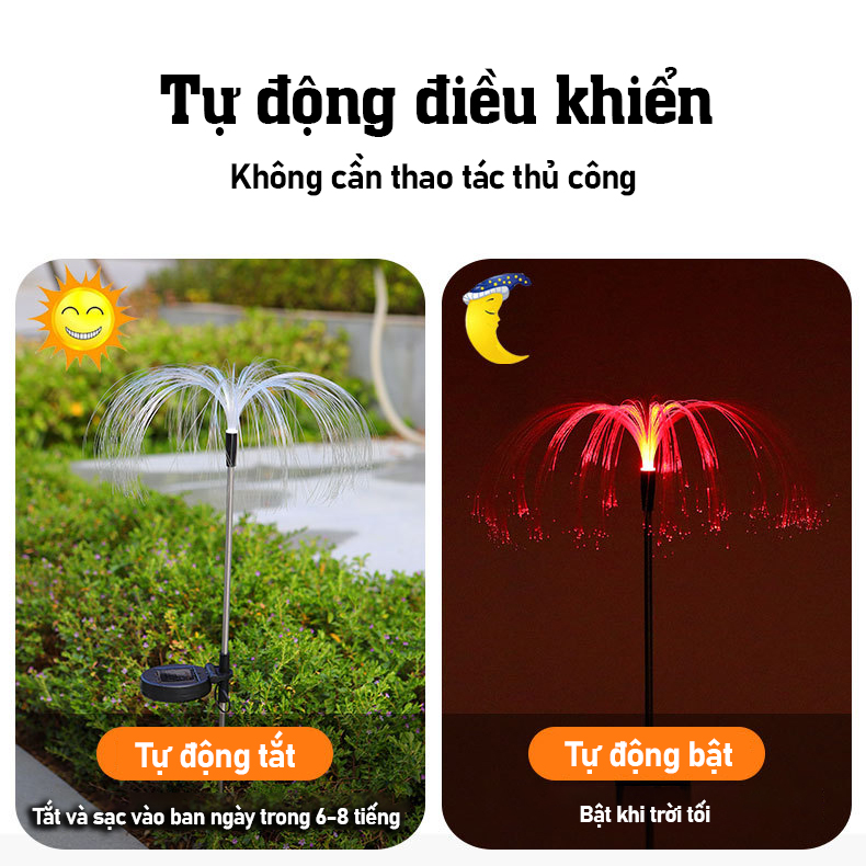 Đèn năng lượng mặt trời trang trí sân vườn hình con sứa. trang trí sân vườn, ban công, lối đi- K1600