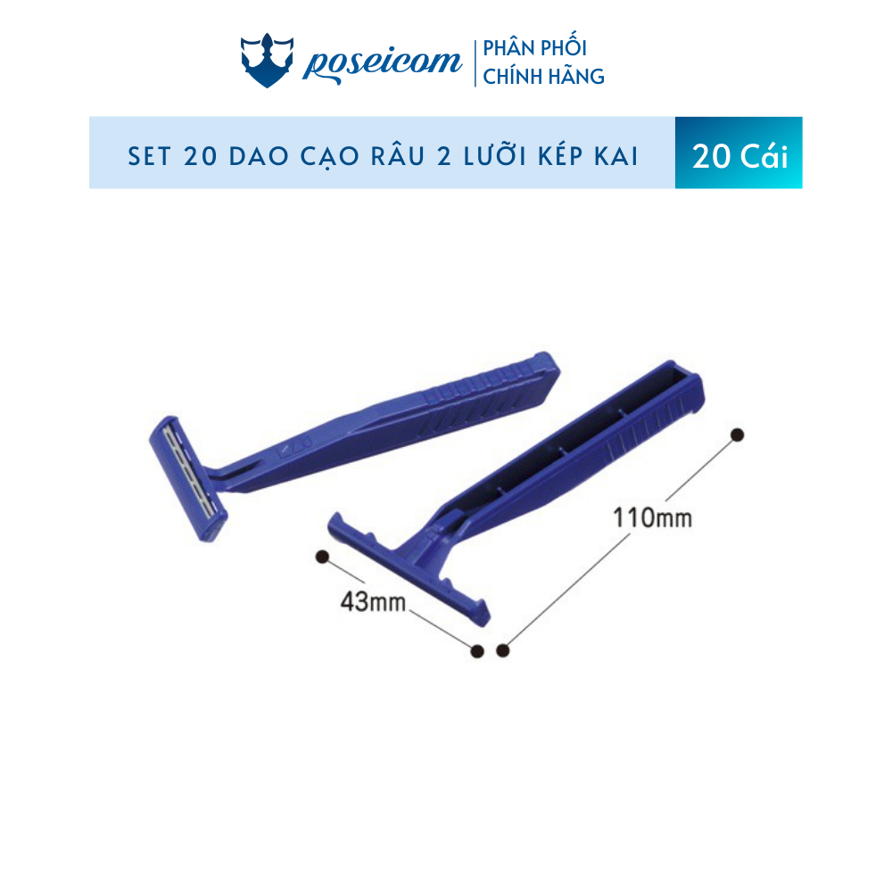 Set 20 Dao Cạo Râu KAI Có Kháng Khuẩn - Nội Địa Nhật Bản