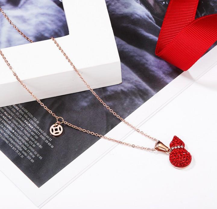 Dây Chuyền Hồ Lô Đỏ May Mắn Titan Không Đen TT 1750