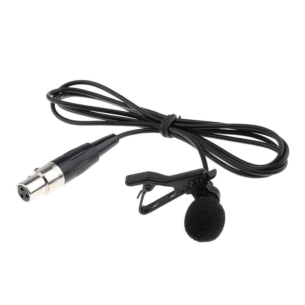 2x XLR Connector Lavalier Lapel Microphone & Windscreen for Wireless System - Black