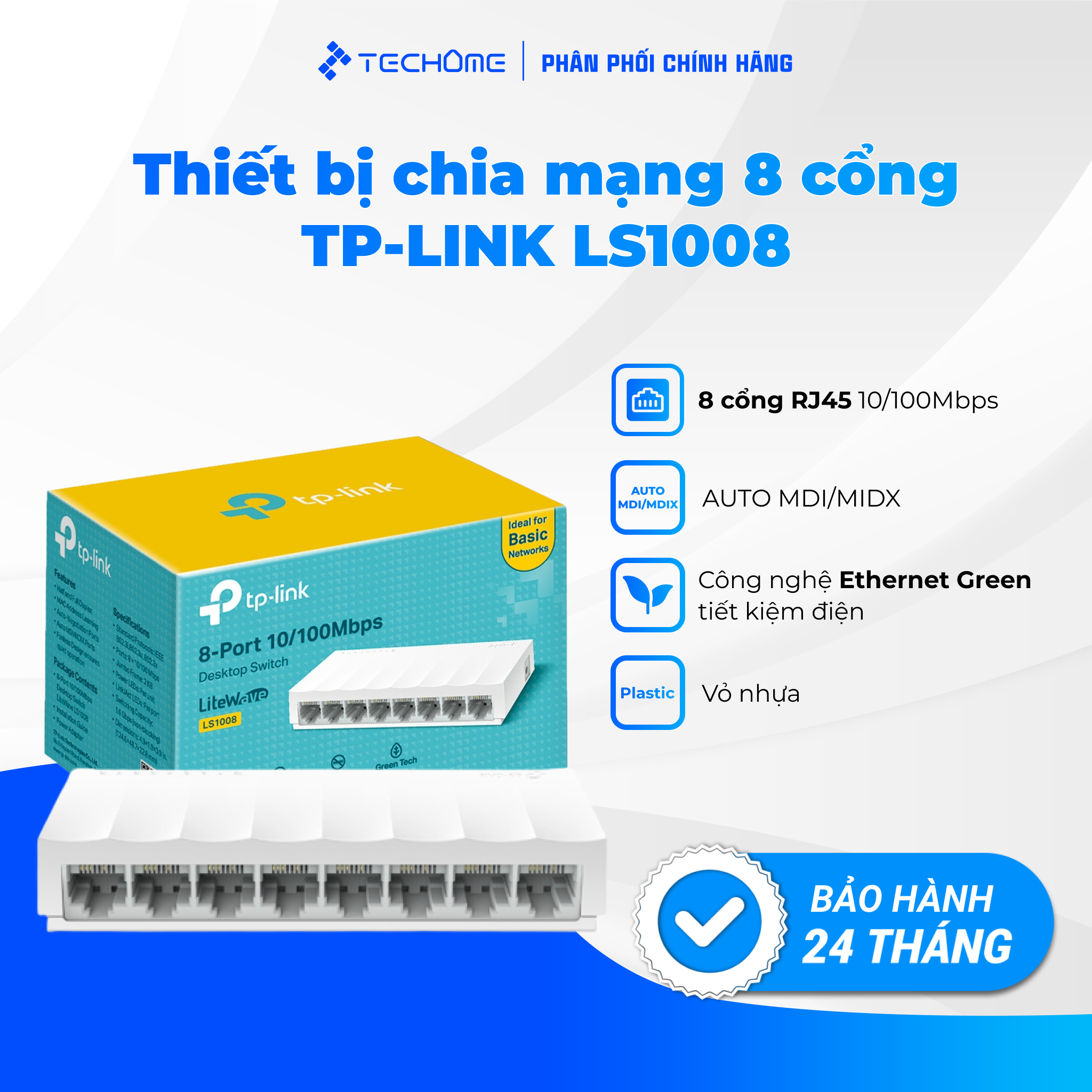 Thiết bị chia mạng Switch TP-Link LS1008 8 cổng - Hàng chính hãng