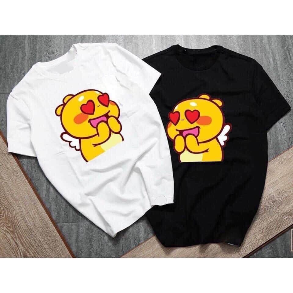 ÁO THUN UNISEX NAM NỮ khủng long vàng mắt tim
