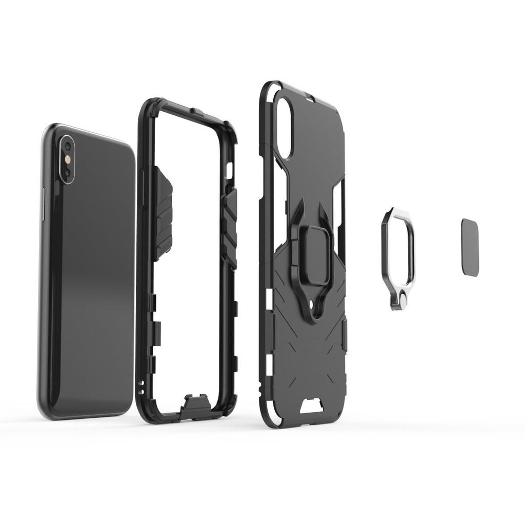 Ốp lưng cho iPhone X XS iron man chống sốc kèm nhẫn xoay chống xem video bảo vệ camera