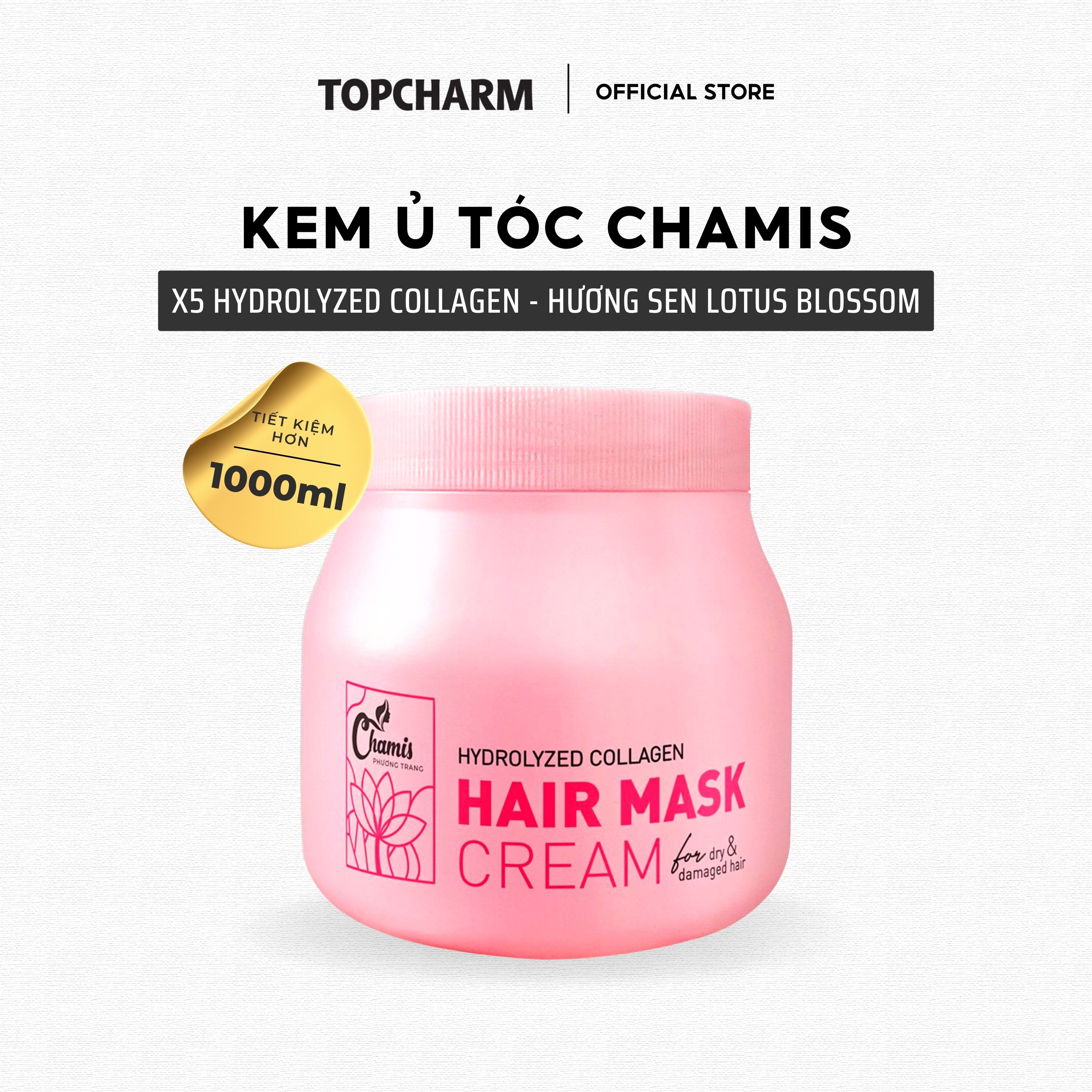 Kem Ủ Phục Hồi Tóc CHAMIS Collagen Siêu Bóng Mượt Hương Sen Lưu Hương 24 Giờ