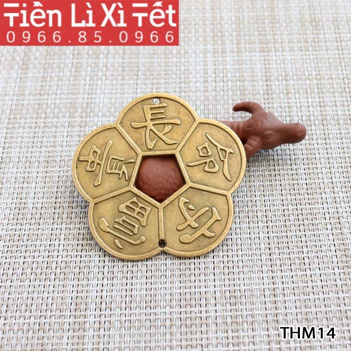 Xu Hoa Mai, Xu phong thủy, Xu tài lộc , Xu may mắn, Hoa mai 5 cánh