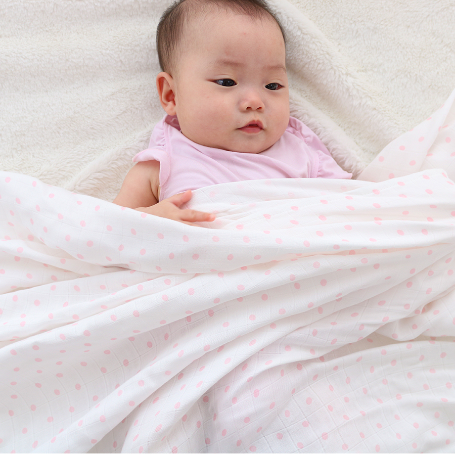 Khăn quấn sợi tre cho bé sơ sinh hình chấm bi Yori
