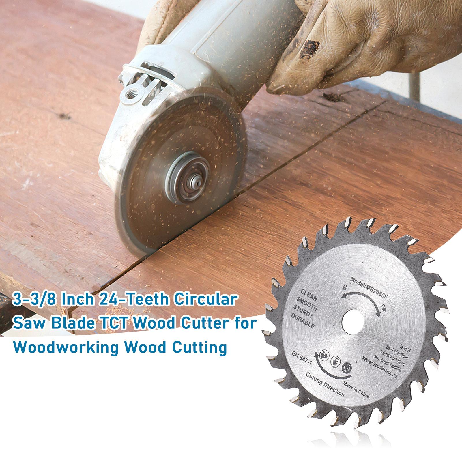 Wood Saw Blade TCT Wood Cutter 3-3/8inch 24-Teeth Carbide Circular Saw Blade Alloy Steel for Woodworking Wood Cutting 1-1/16'' Arbor