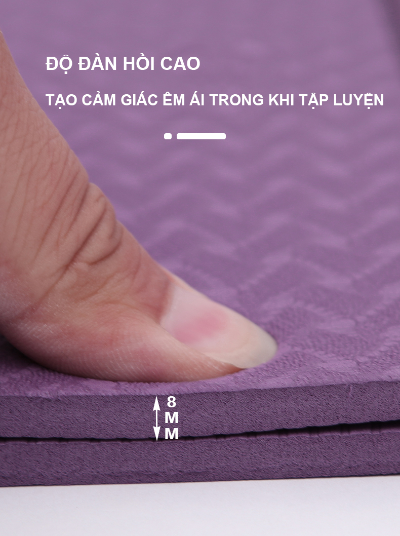 [Tặng Dây Đeo] Thảm Yoga Định Tuyến TPE 1 Lớp 8mm - YOGA QG, Độ Bám Cao, Chống Trơn Trượt, Mềm Mại, Thân Thiện Với Môi Trường, An Toàn Khi Tiếp Xúc Với Da - Hàng chính hãng